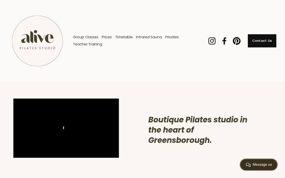 Alive Pilates Studio website