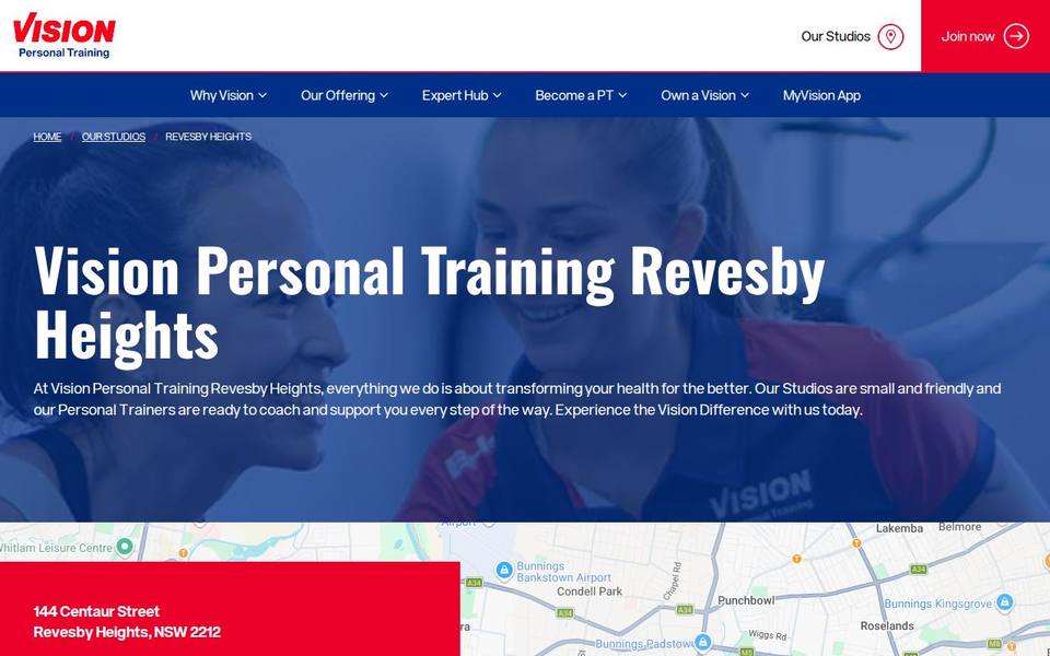 Vision Personal Training Revesby Heights website