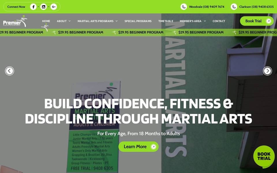 Premier Martial Arts and Fitness website