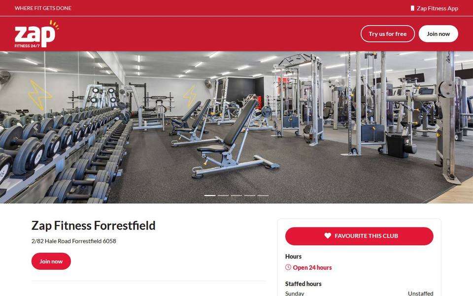 Zap Fitness Forrestfield website