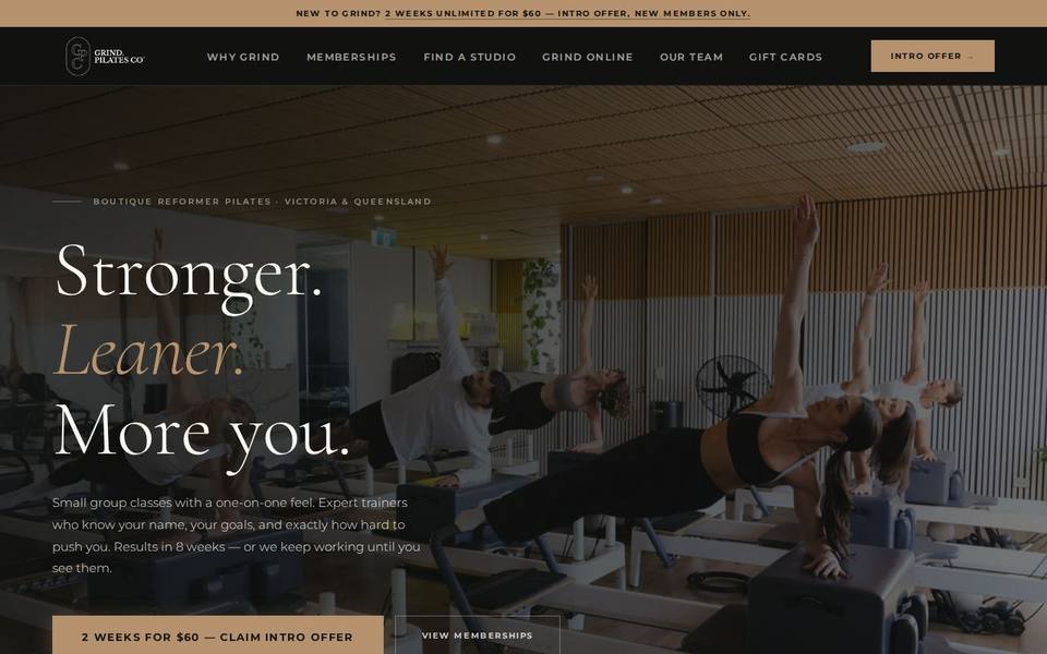 Grind Pilates Co Williamstown website