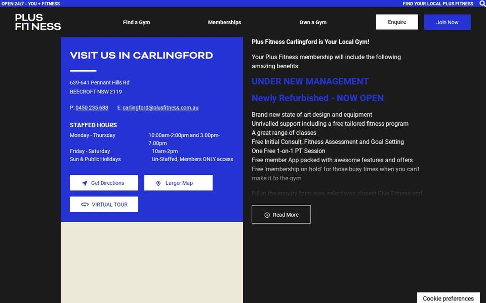 Plus Fitness Carlingford website