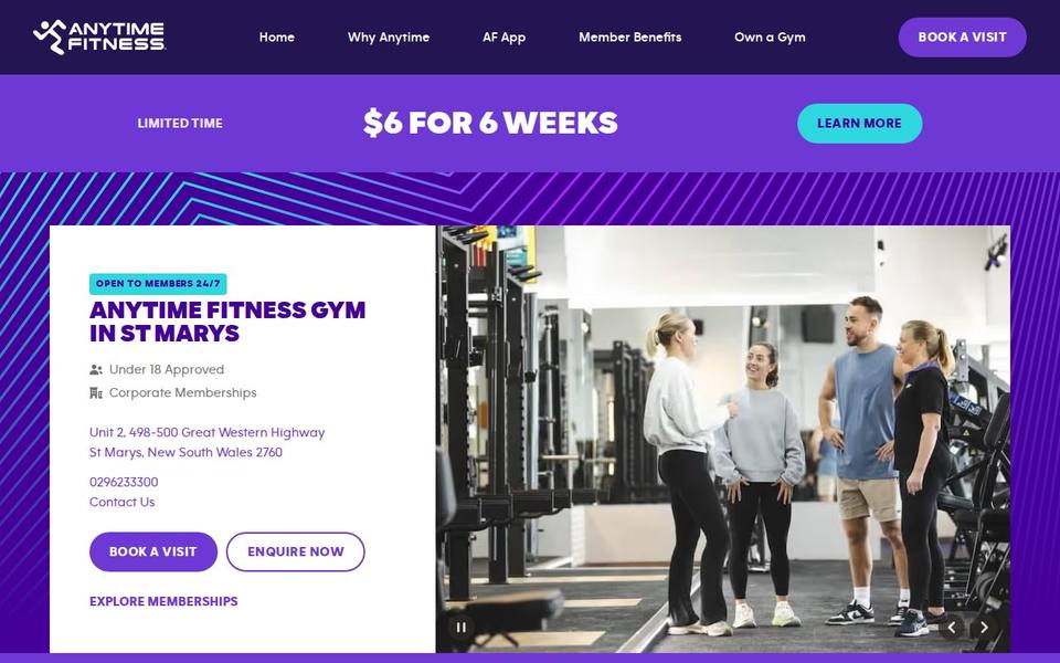 Anytime Fitness St Marys website