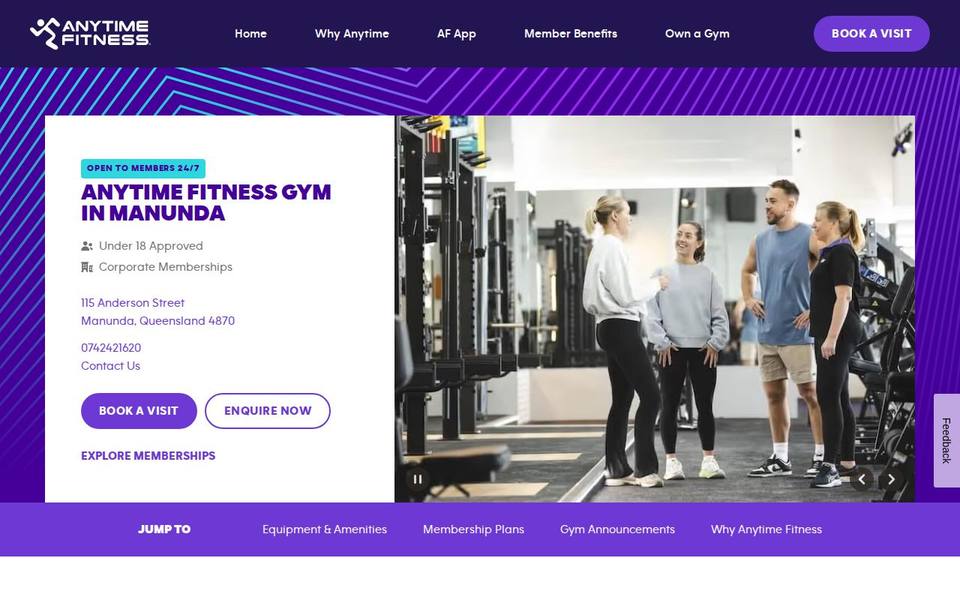 Anytime Fitness Manunda website