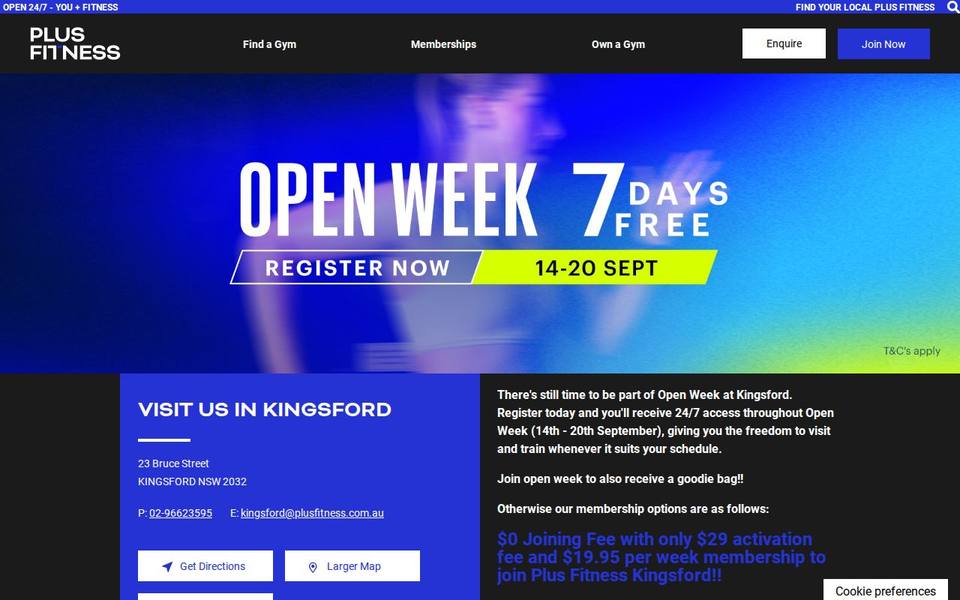 Plus Fitness Kingsford website