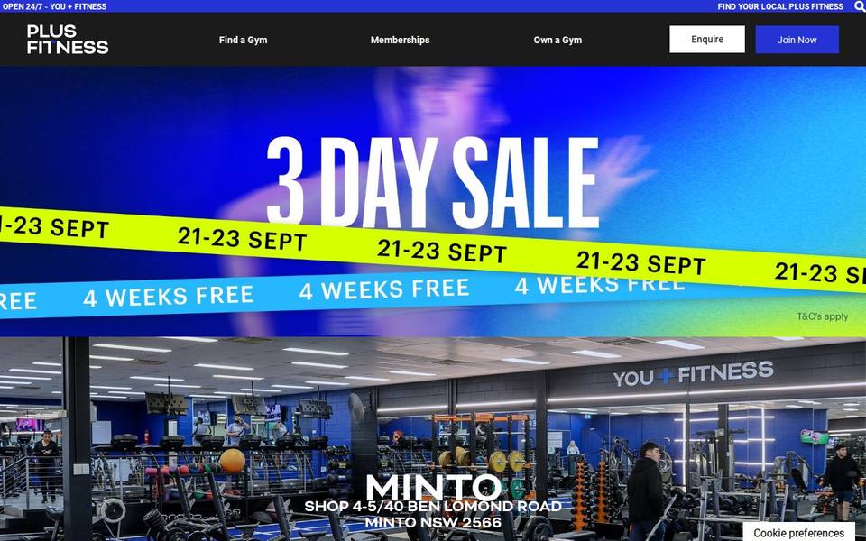 Plus Fitness Minto website