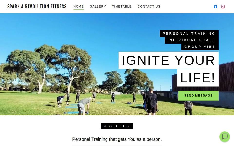 Spark a Revolution Fitness website