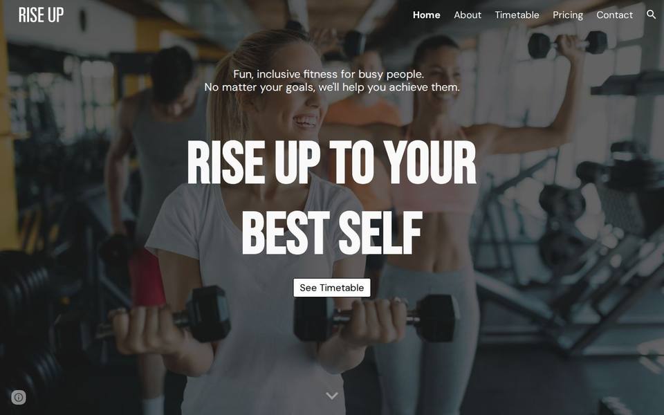 Rise Up Personal Training & Group Fitness website