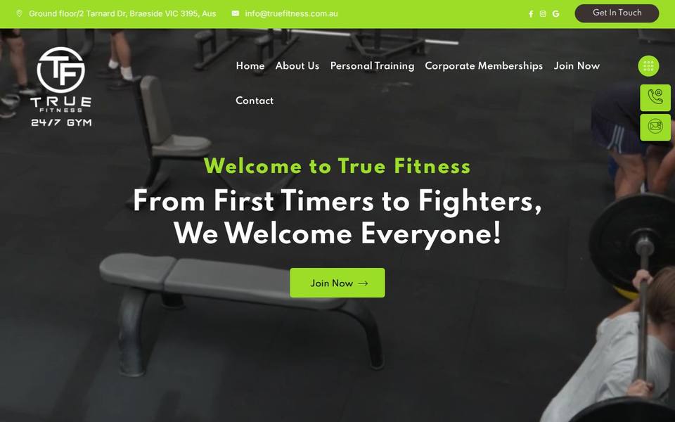 True Fitness 24/7 Gym website