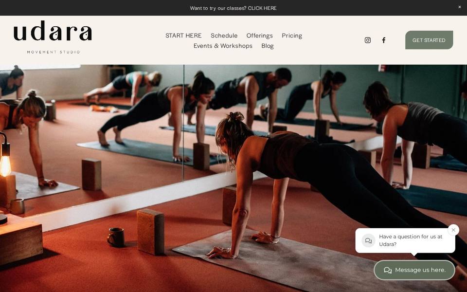 Udara Movement Studio website