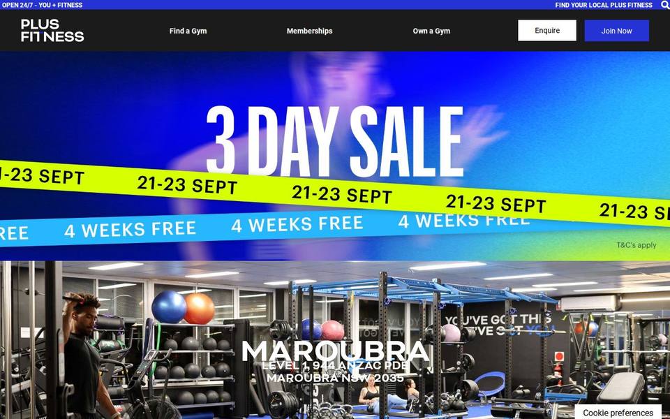 Plus Fitness Maroubra website