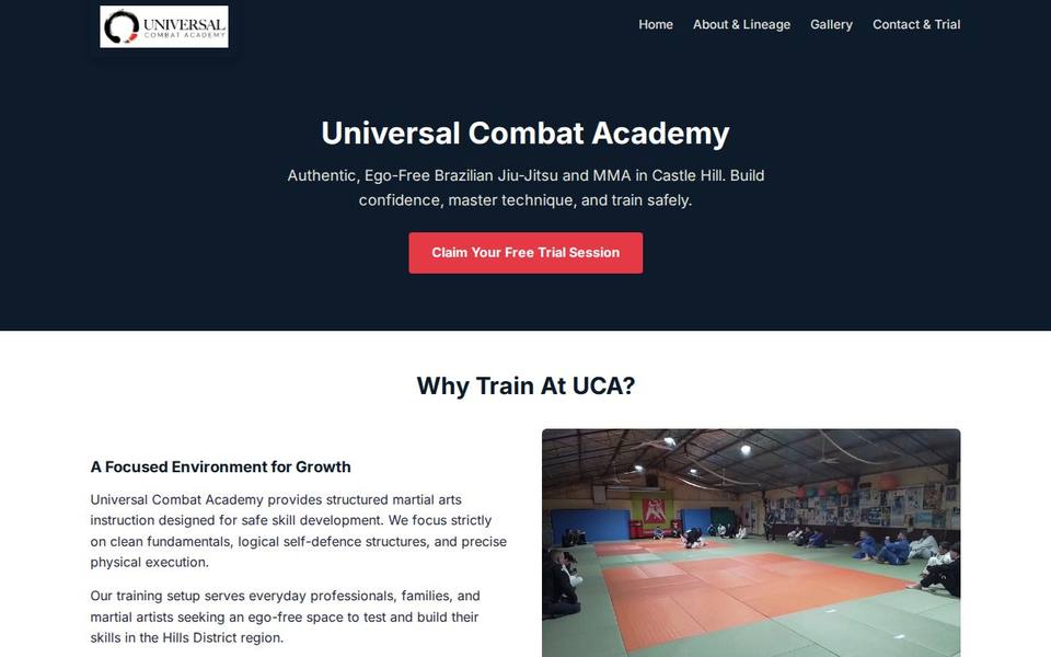 Universal Combat Academy website