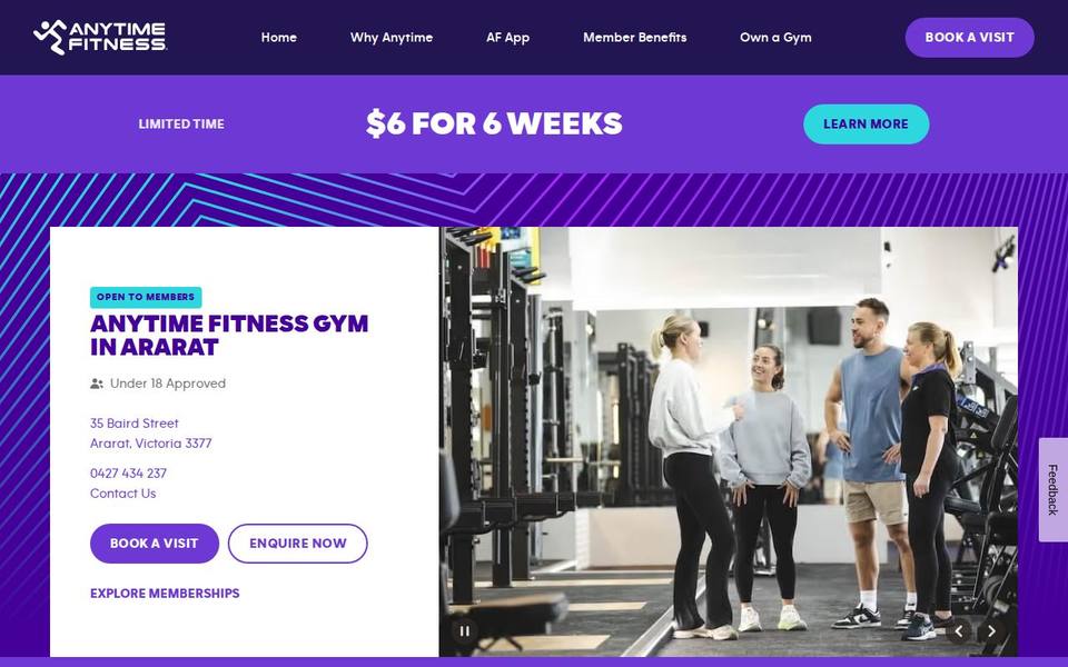 Anytime Fitness Ararat website
