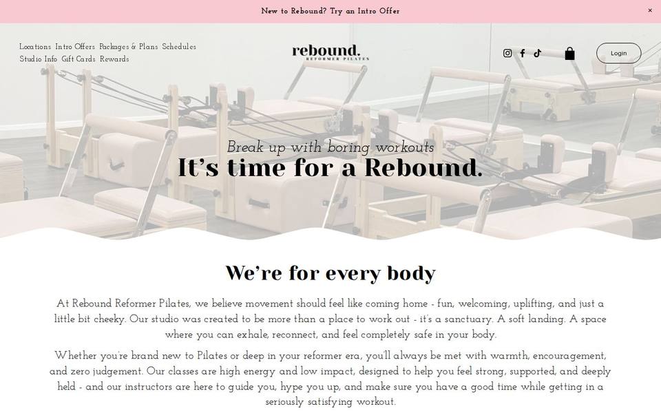 Rebound Reformer Pilates website