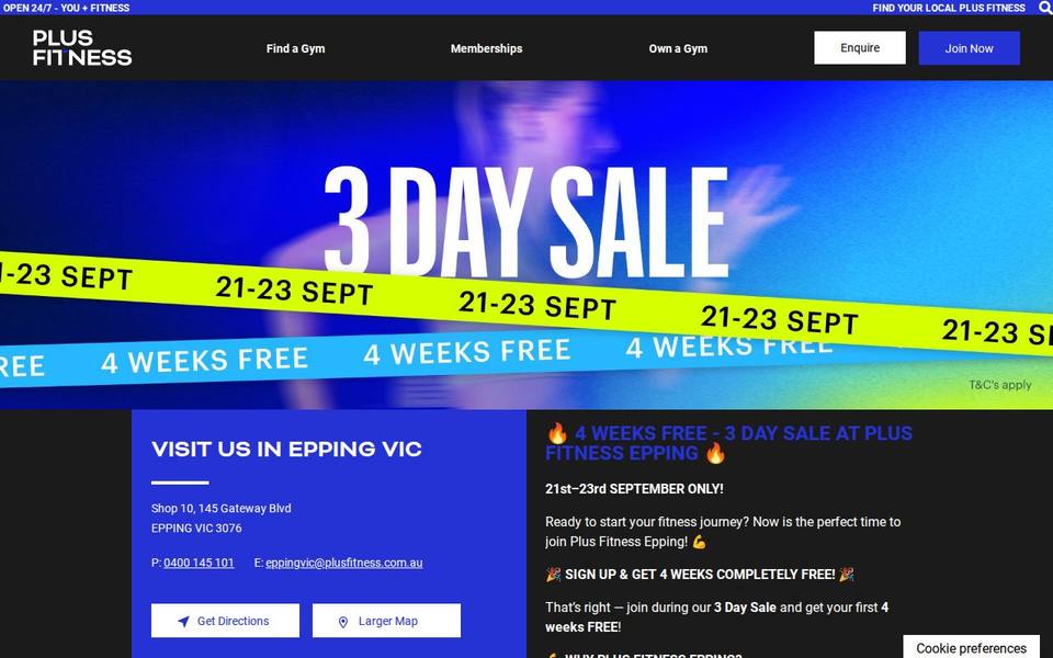 Plus Fitness Epping VIC website