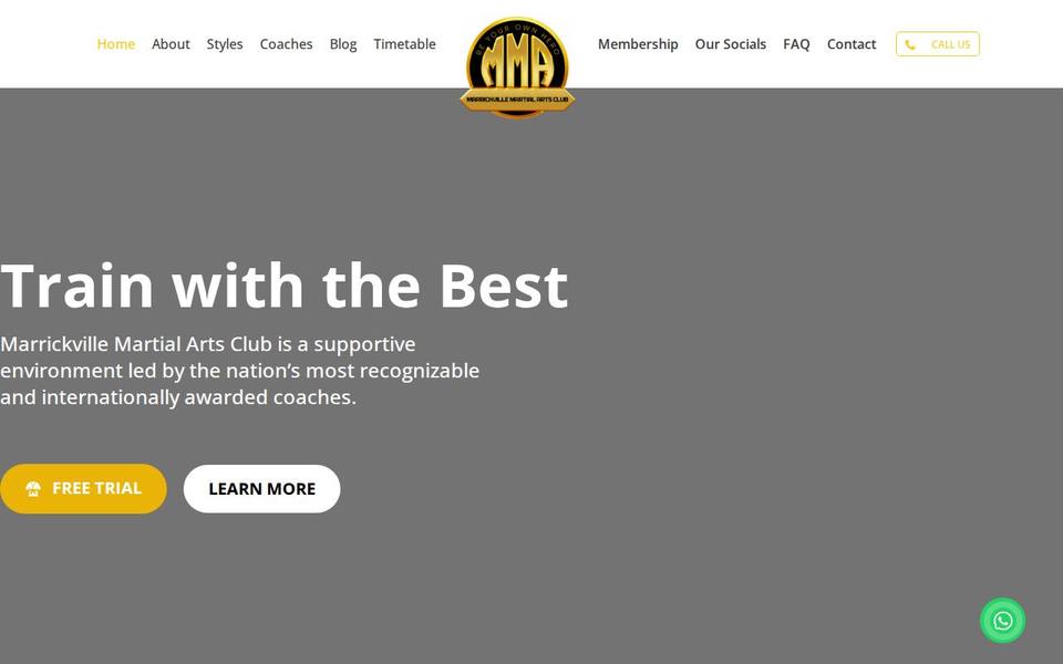 Marrickville Martial Arts Club website