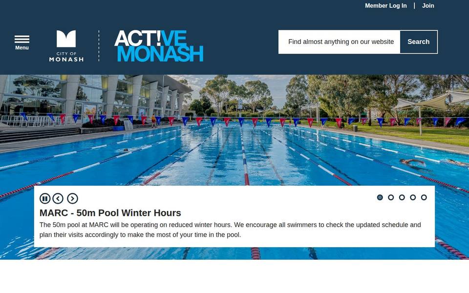Monash Aquatic & Recreation Centre website