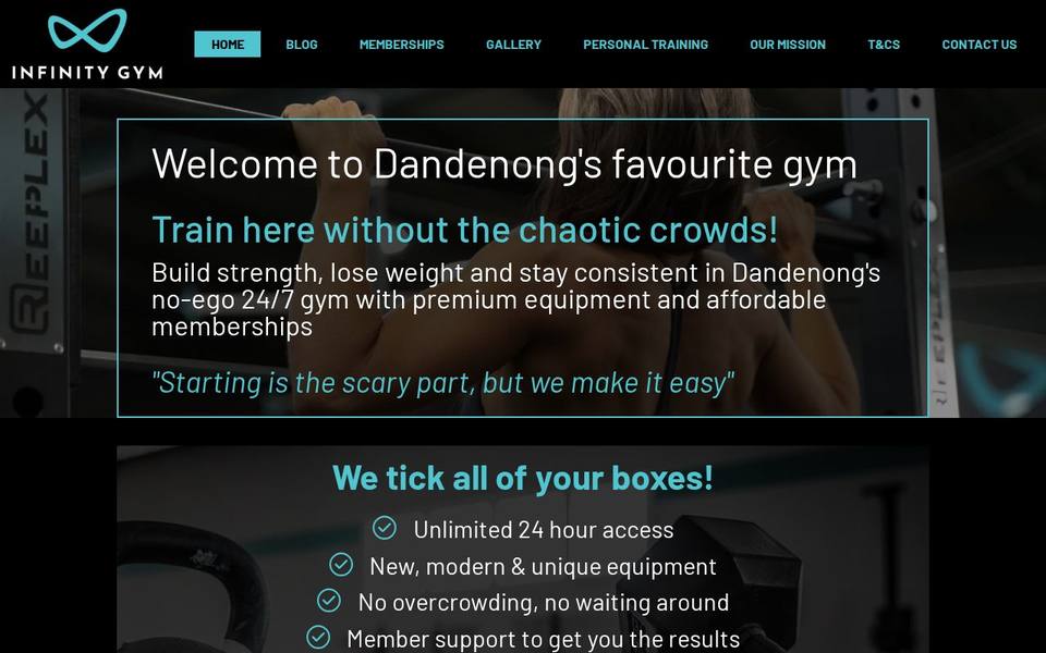 Infinity Gym 24/7 website