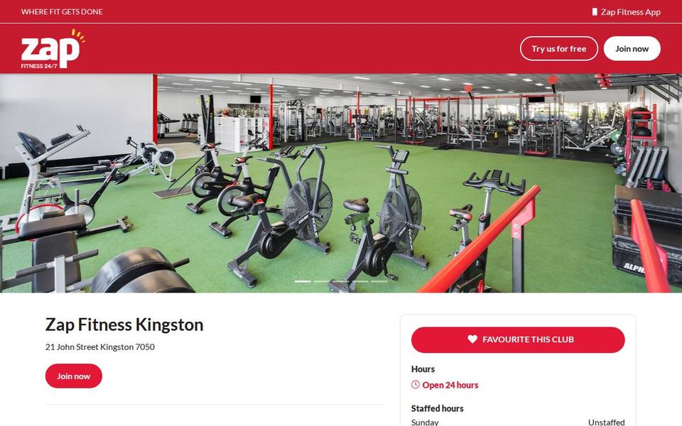 Zap Fitness Kingston website