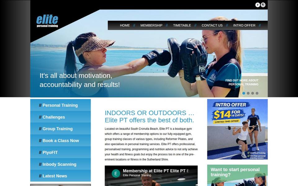 Elite Personal Training website