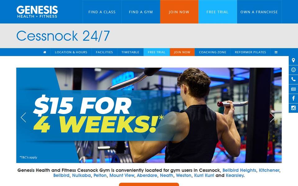 Genesis Health + Fitness Cessnock website