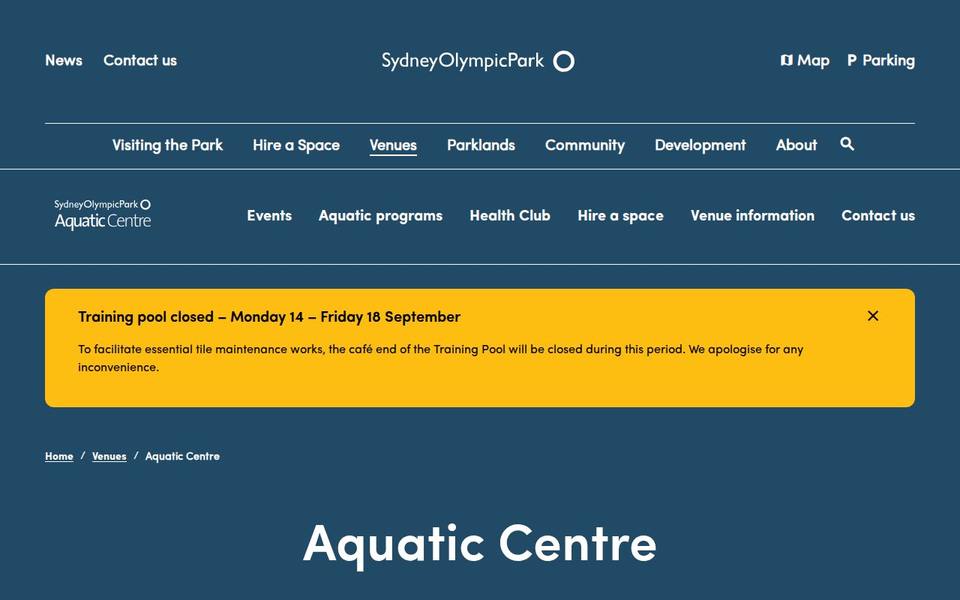 Sydney Olympic Aquatic Centre website