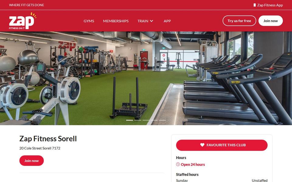 Zap Fitness Sorell website