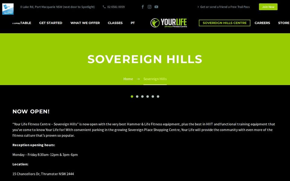 Your Life Fitness Centre Sovereign Hills website