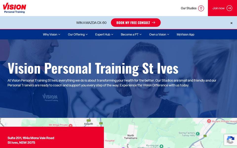 Vision Personal Training St Ives website