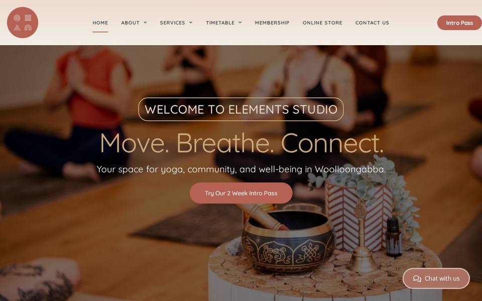 Elements Studio Yoga website