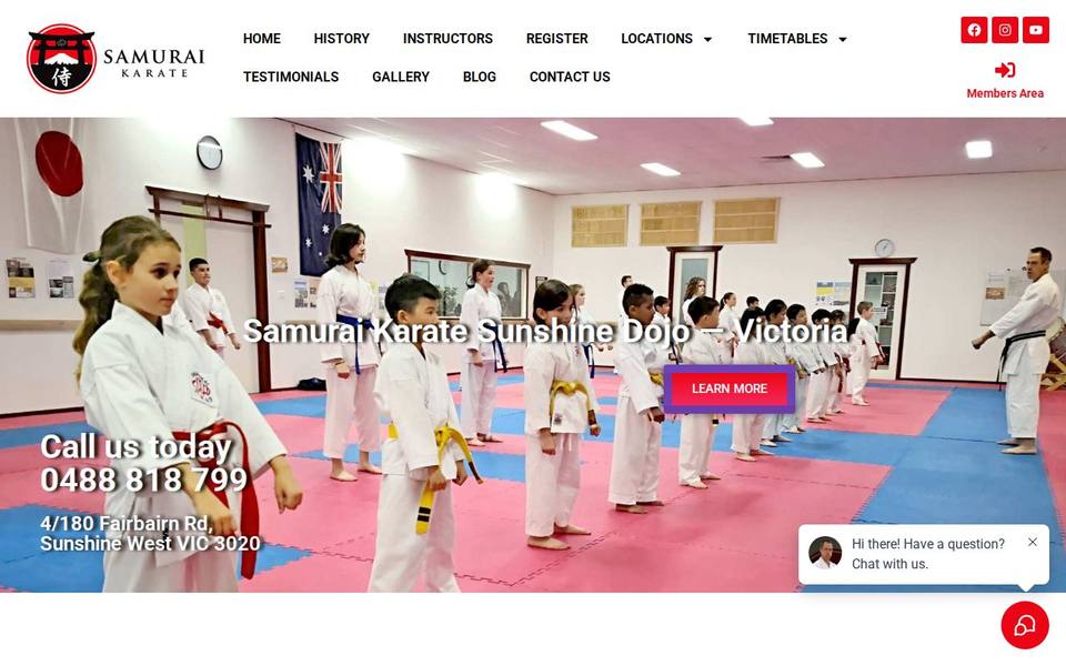 Samurai Karate Sunshine website