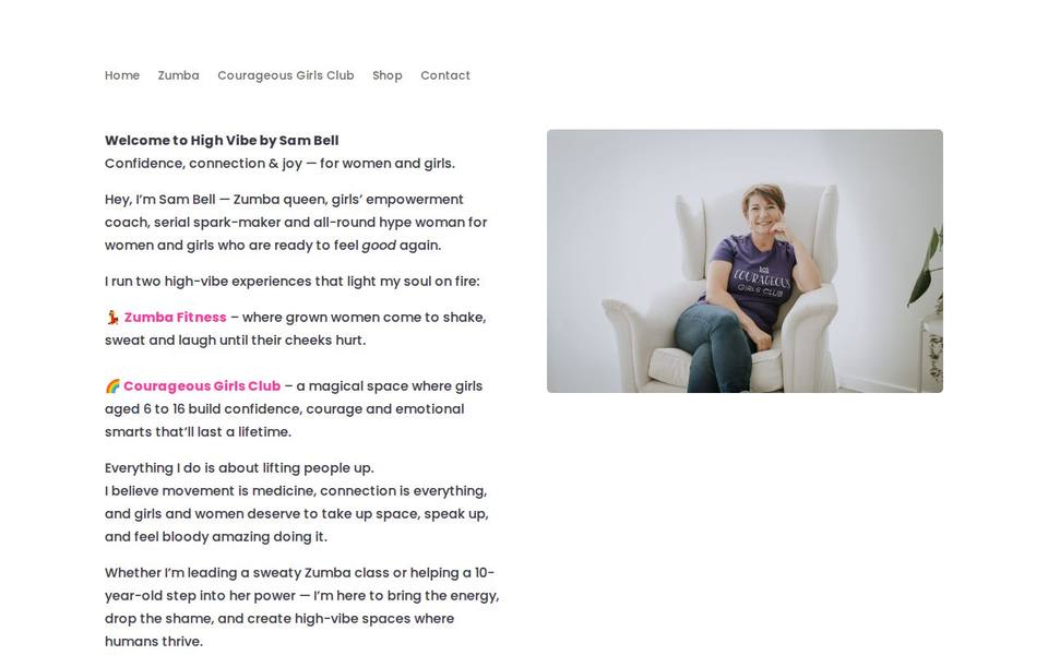 High Vibe Dance Fitness website