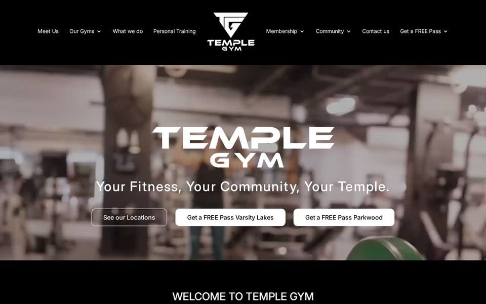 Temple Gym website