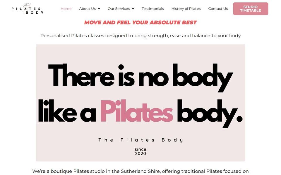 The Pilates Body website