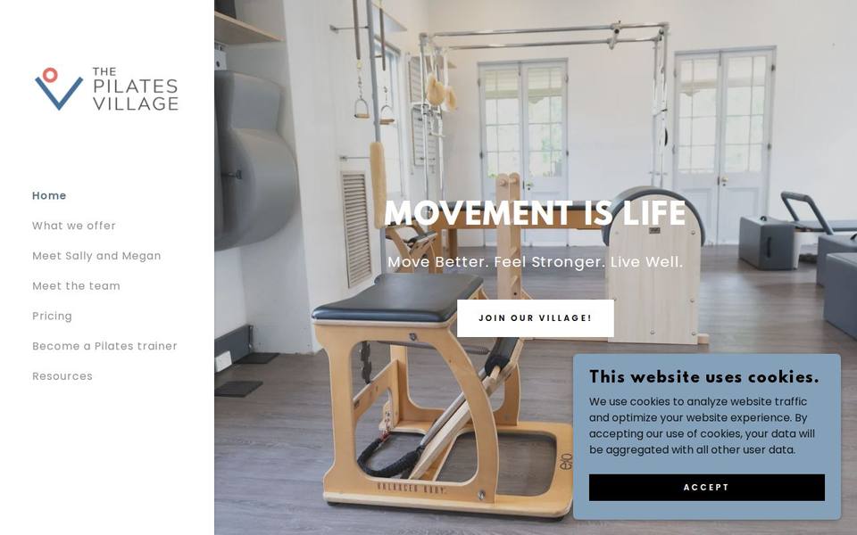 The Pilates Village website