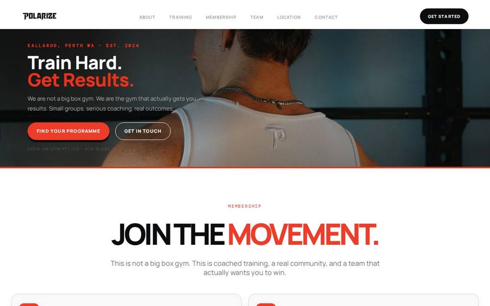 Openair Fitness website