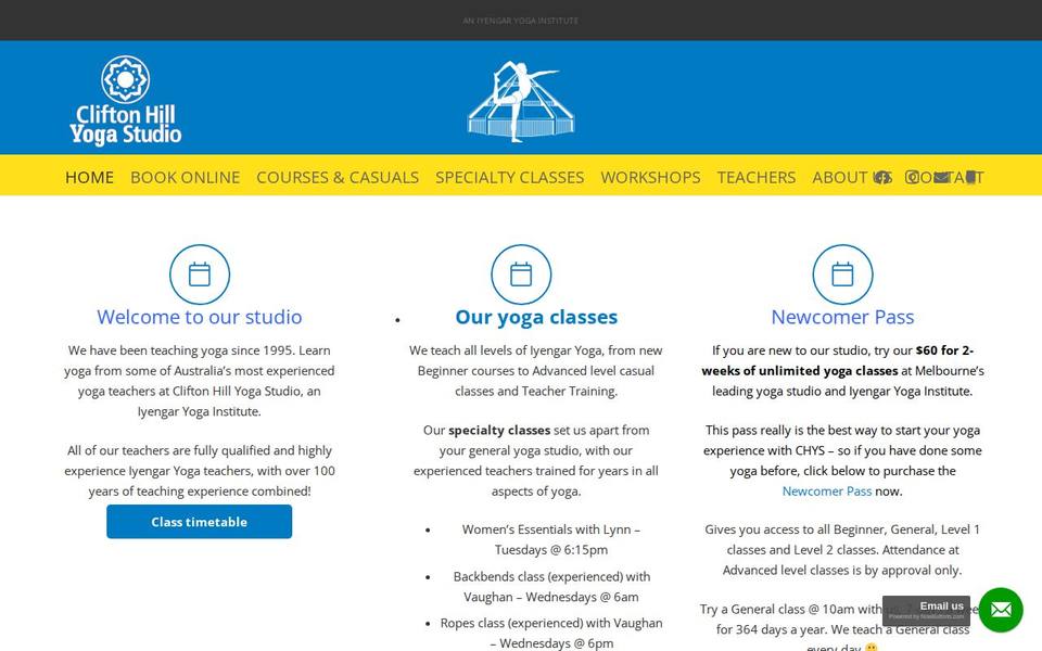 Clifton Hill Yoga Studio website