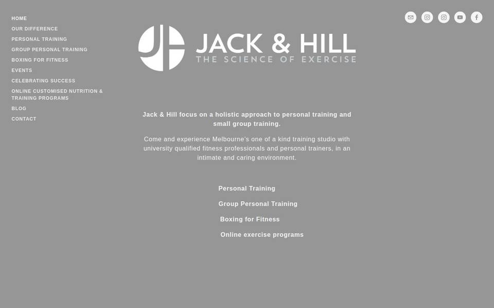 Jack & Hill Fitness Studio website