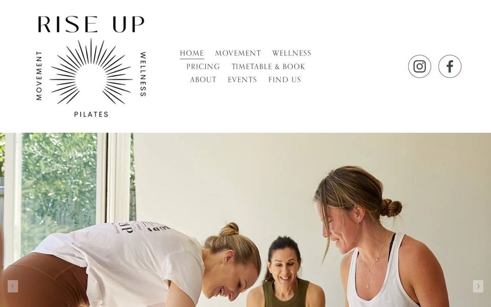 Rise Up Pilates & Wellness website