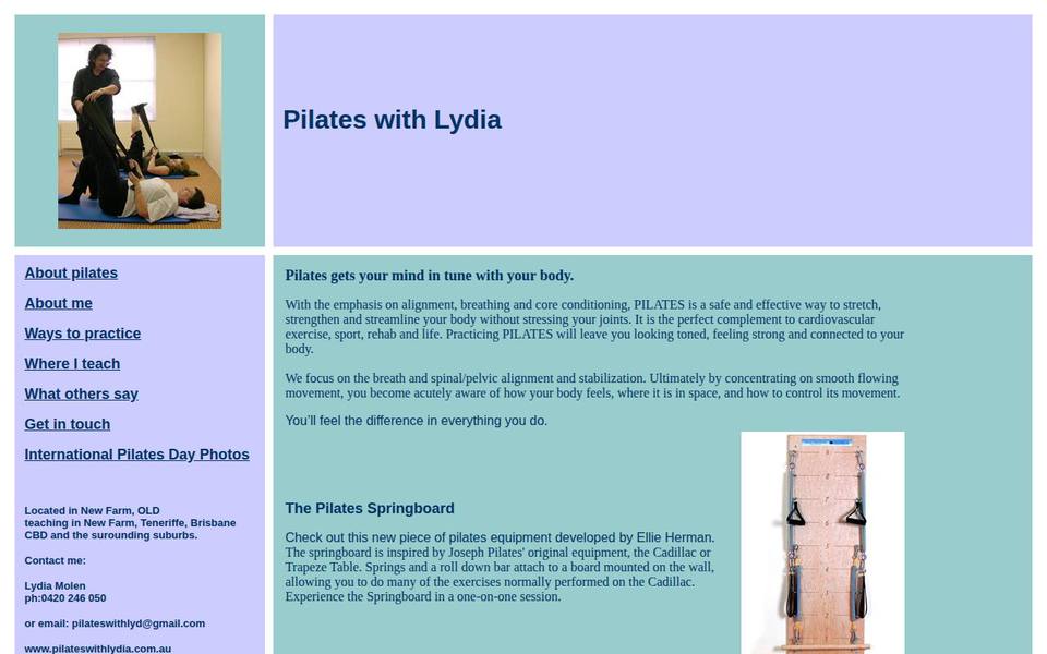 Pilates With Lydia website