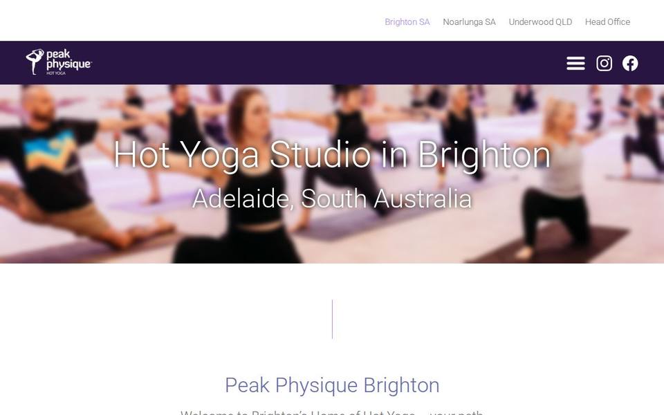 Peak Physique Hot Yoga Brighton website