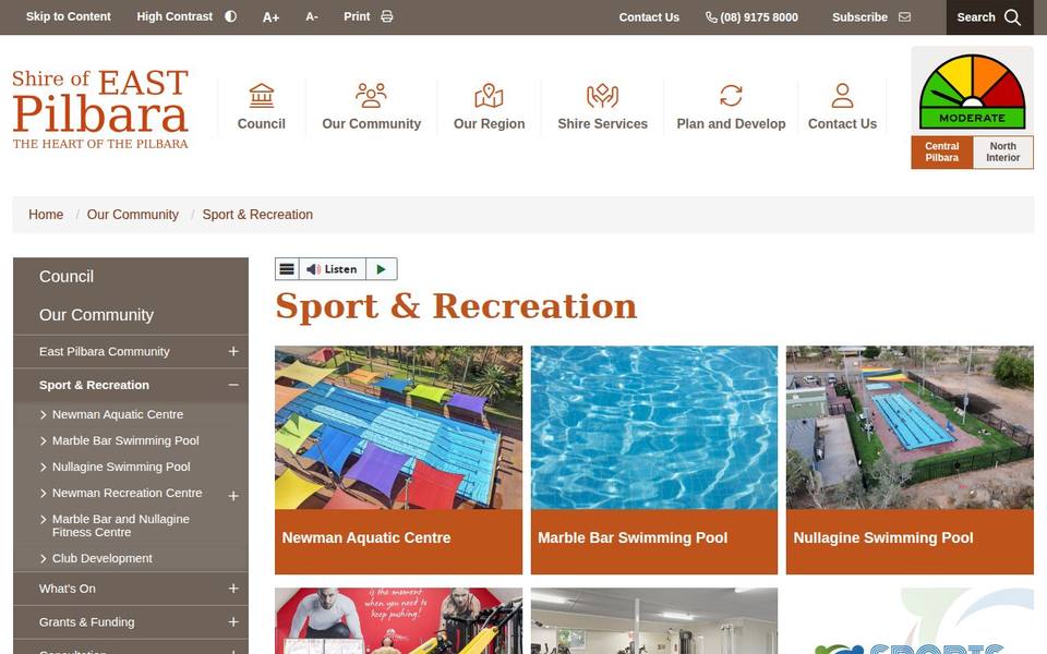 Newman Recreation Centre website