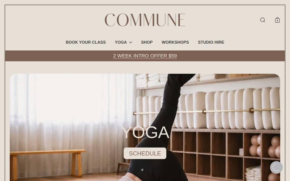 Commune Yoga & Pilates website