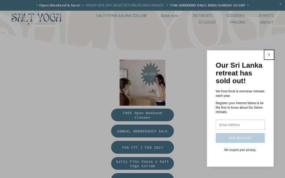 Salt Yoga Studios | Christies Beach website