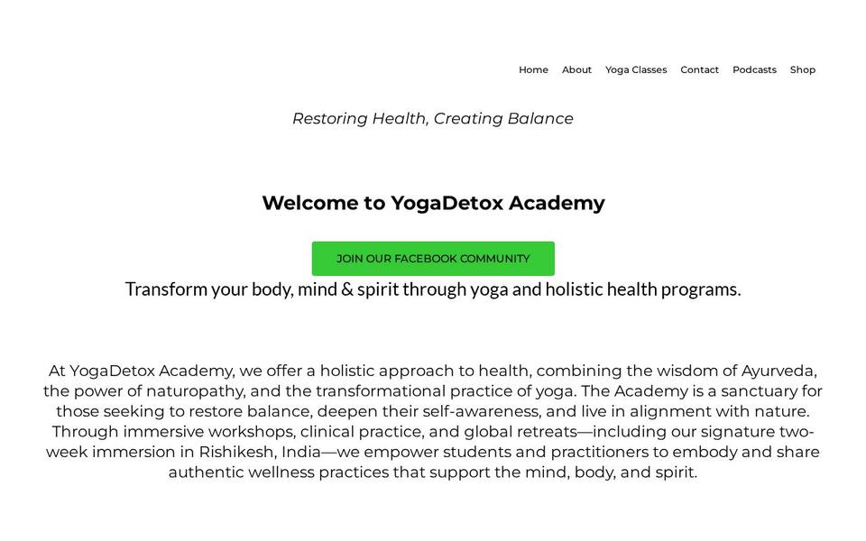 YogaDetox Academy website