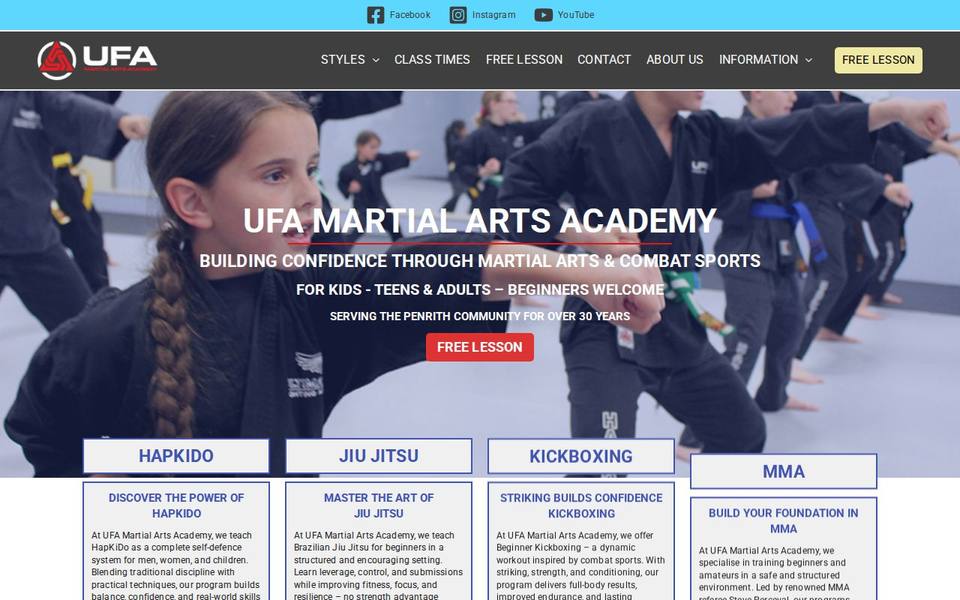 UFA Martial Arts Academy website