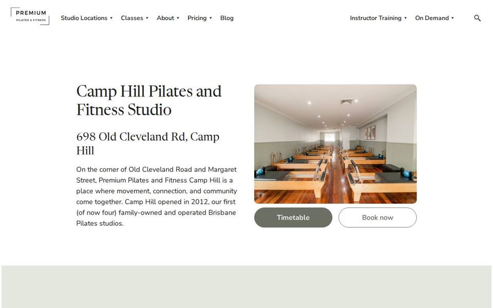 Premium Pilates and Fitness Camp Hill website