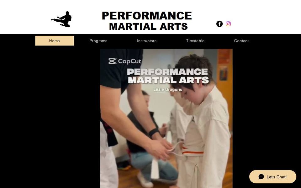 Performance Martial Arts website