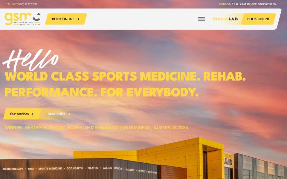 Geelong Sports Medicine Centre website