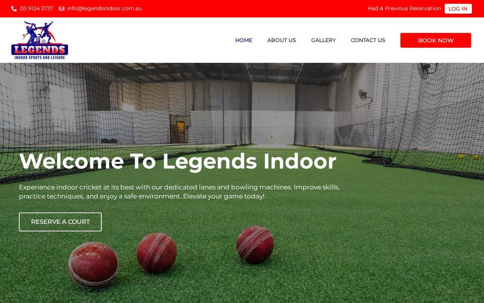 Legends Indoor Sports and Leisure website